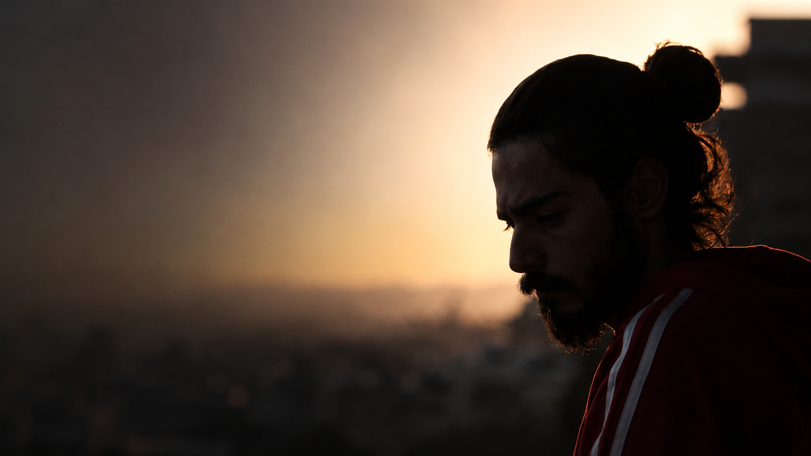 Alaa Al Samman in cinematic silhouette at sunset